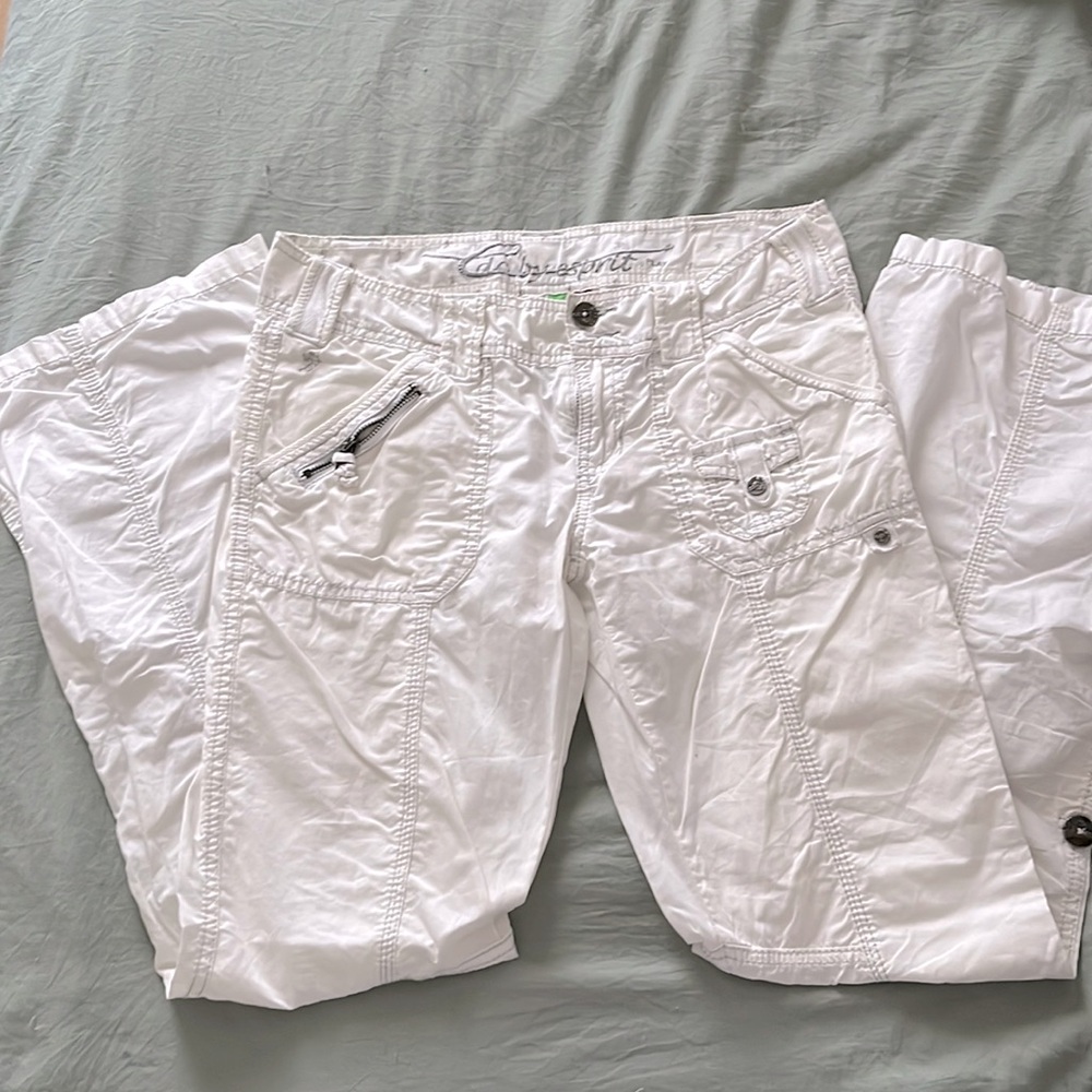 White low rise cargo pants